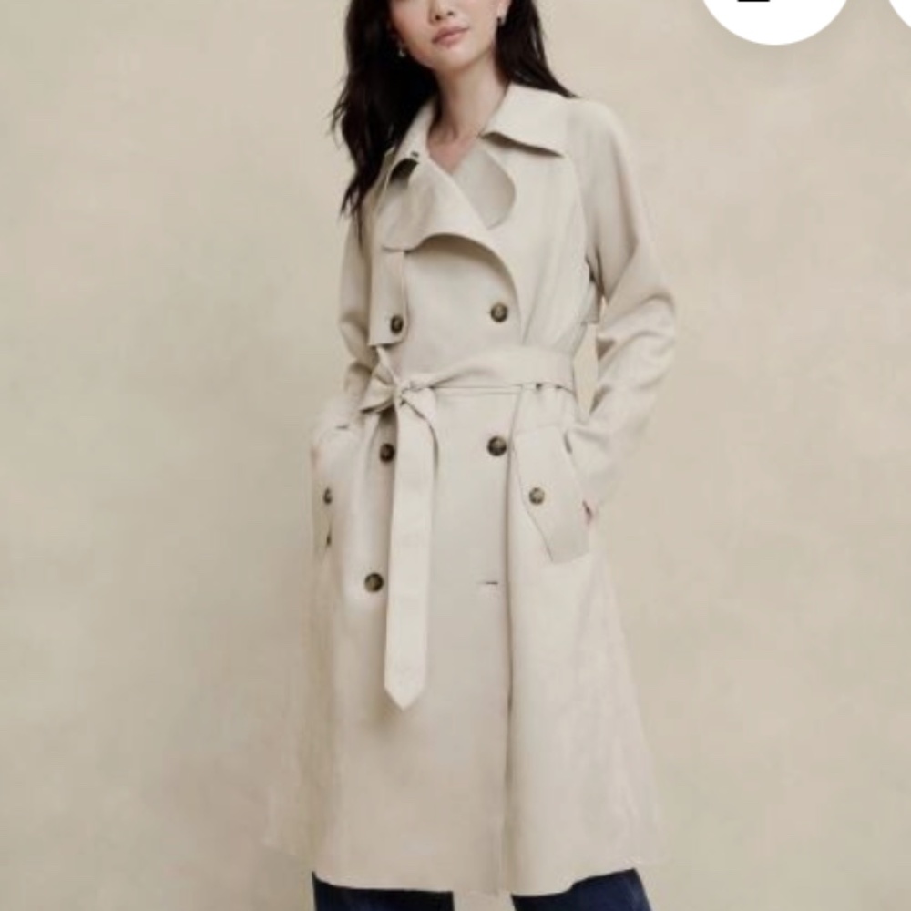 NWOT Banana Republic Factory Vegan Suede Trench Coat in Selenite Size: Large